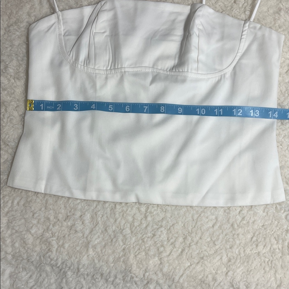 NWOT White Structured Satin Sheen Crop Spaghetti Strap Cami Top – Size Small - Picture 13 of 16
